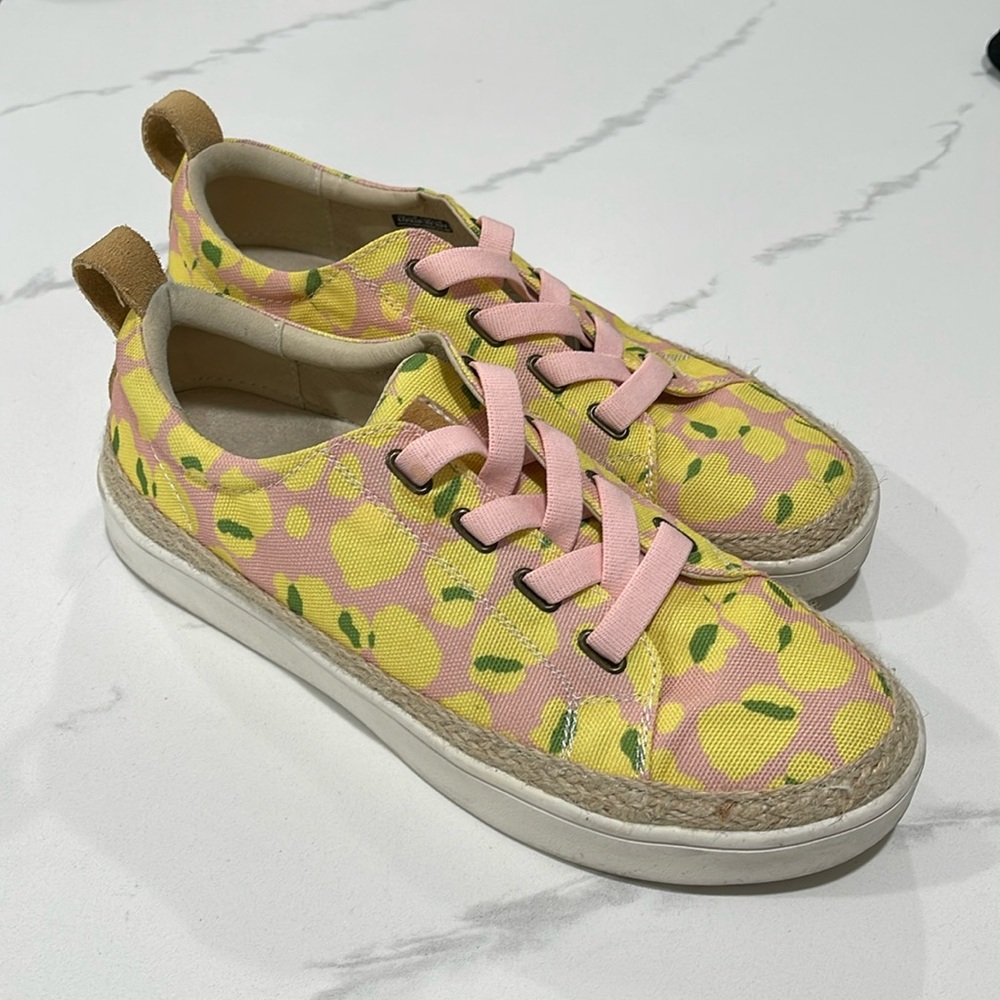 Cute Spenco pink and yellow canvas sneakers